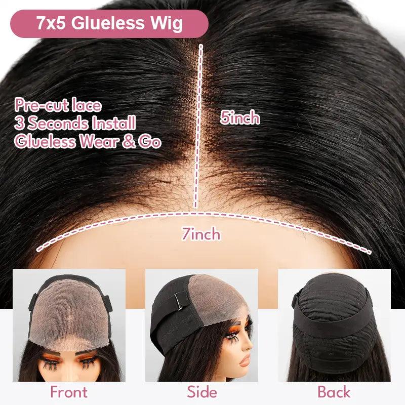 7x5 Trendy Layered Cut Pre-plucked Glueless Lace Frontal Straight Wig - SHINE HAIR WIG