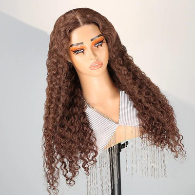 7x5/13x4 Glueless Micro Knots Chocolate Brown Colored Curly Human Hair Wigs - SHINE HAIR WIG