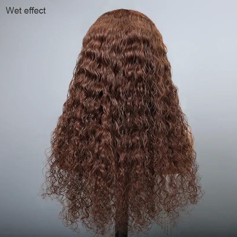 7x5/13x4 Glueless Micro Knots Chocolate Brown Colored Curly Human Hair Wigs - SHINE HAIR WIG