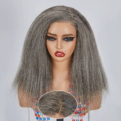 13x4 Glueless Timeless Salt &amp; Pepper Color Yaki Straight Wig