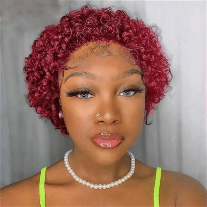 2 𝑭𝑶𝑹 $65🔥Glueless Pixie Wig Short Natural Wig+Curly 3 Colors 13x1 Lace 100% Human Hair