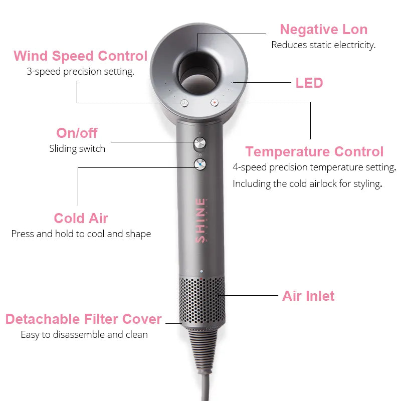SHINE Professional Portable High Speed Lonic Hair Dryer