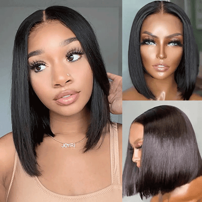 sleek straight bob wig for black women glueless wear go bob wig pre plucked hairline pre bleached knots pre cut lace