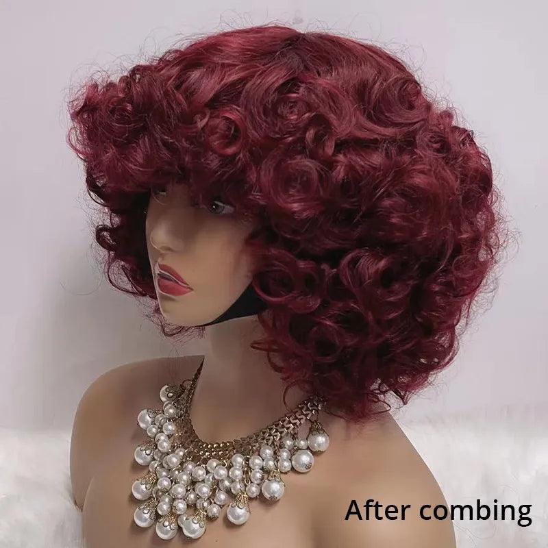 99j Glueless Fashion Bouncy Curly Wig Wear Go Brazilian Human Hair - SHINE HAIR WIG