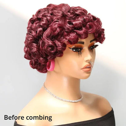 99j Glueless Fashion Bouncy Curly Wig Wear Go Brazilian Human Hair - SHINE HAIR WIG