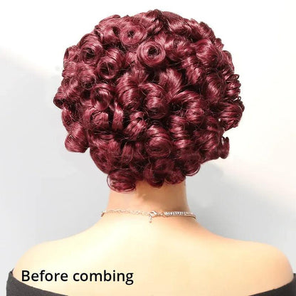 99j Glueless Fashion Bouncy Curly Wig Wear Go Brazilian Human Hair - SHINE HAIR WIG