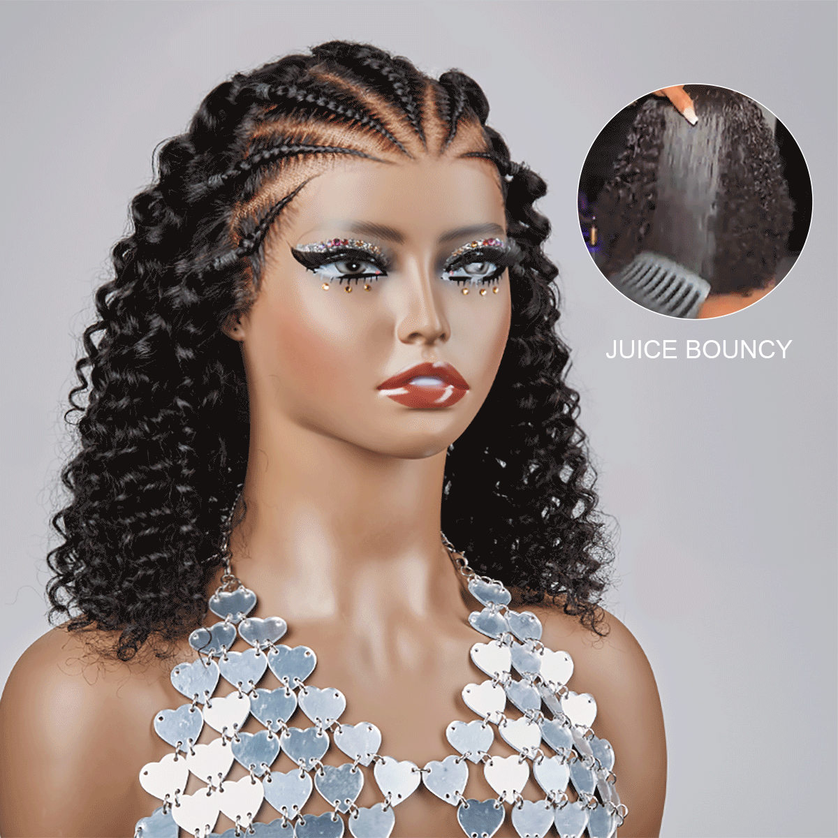 13x4 Lace Frontal Glueless Pre Braided Wig Jerry Curly Bob Pre Style Wear Go Wig 14 inch