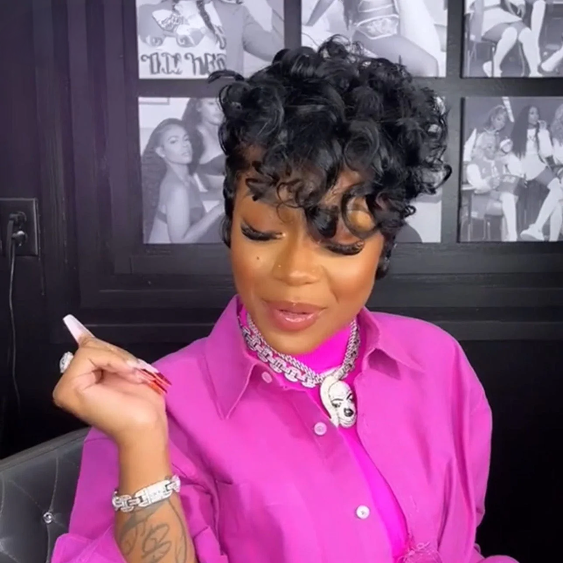 Chic Mature Boss Full Transparent Lace  Short Curly Wig