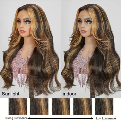 7x5 13x4 Glueless Layered Blonde Highlight Body Wave Wig