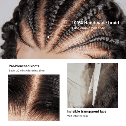 13x4 Lace Frontal Glueless Pre Braided Wig Jerry Curly Bob Pre Style Wear Go Wig 14 inch