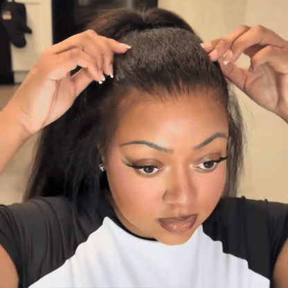 Comfortable and Lightweight 360 Kinky Straight Lace Wig with Flexi-Fit Drawstring Cap