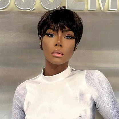 2 𝑭𝑶𝑹 $65🔥Glueless Pixie Wig Short Natural Wig+Curly 3 Colors 13x1 Lace 100% Human Hair