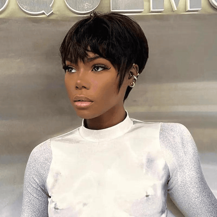 2 𝑭𝑶𝑹 $65🔥Glueless Pixie Wig Short Natural Wig+Curly 3 Colors 13x1 Lace 100% Human Hair