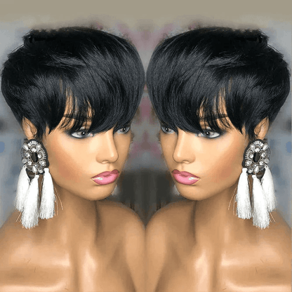 2 𝑭𝑶𝑹 $65🔥Glueless Pixie Wig Short Natural Wig+Curly 3 Colors 13x1 Lace 100% Human Hair
