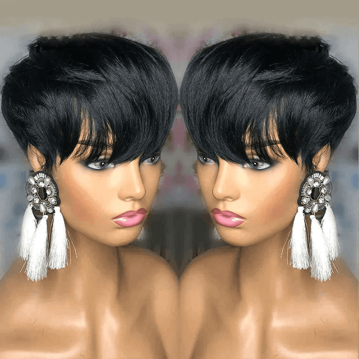 2 𝑭𝑶𝑹 $125🔥10" 9x6 Glueless Straight 4C Edges Bob+Glueless Pixie Short Wig