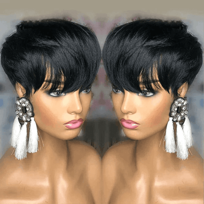 2 𝑭𝑶𝑹 $125🔥10&quot; 9x6 Glueless Straight 4C Edges Bob+Glueless Pixie Short Wig
