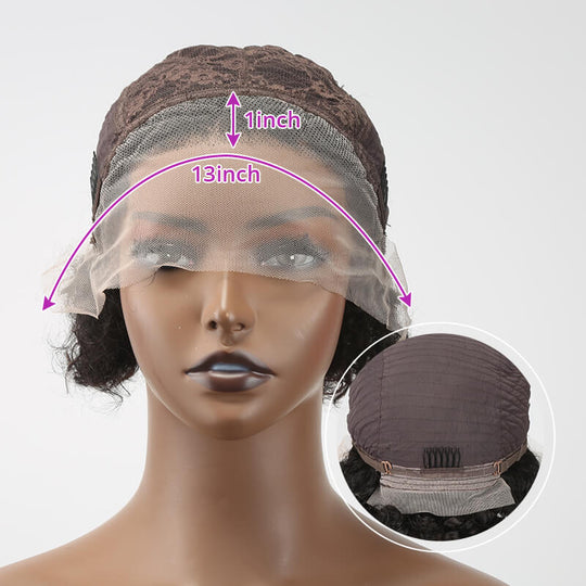 2 𝑭𝑶𝑹 $65🔥Glueless Pixie Wig Short Natural Wig+Curly 3 Colors 13x1 Lace 100% Human Hair
