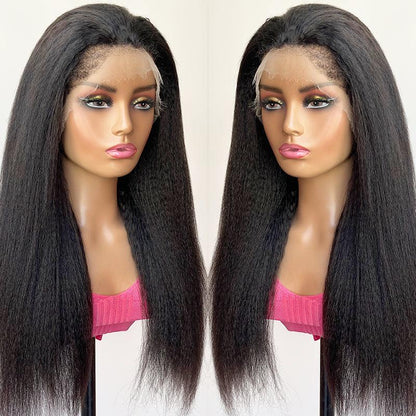 4C Edges Wig Kinky Straight Undetectable HD Lace Front Human Hair Wigs With Realistic Hairline - SHINE HAIR WIG