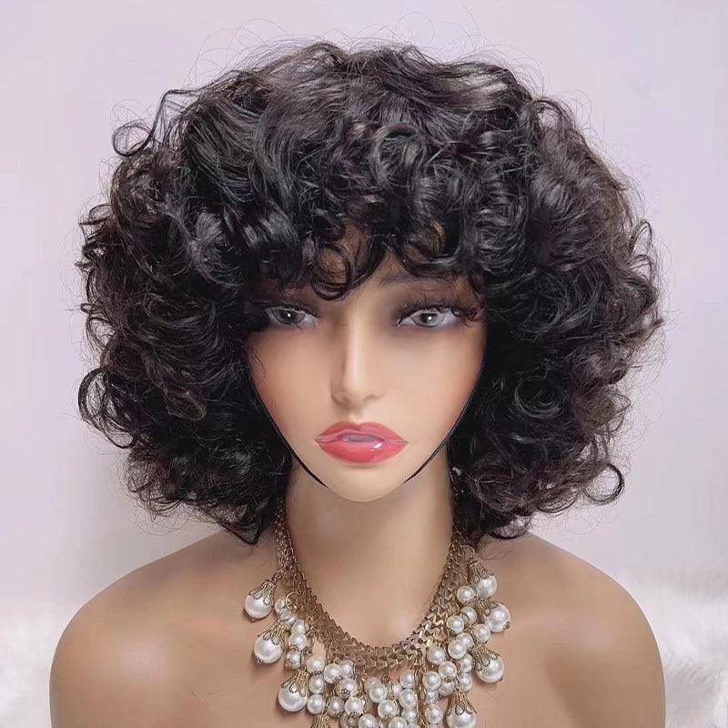 Natural Glueless Modern Bouncy Curly Wig Wear Go Brazilian Human Hair - SHINE HAIR WIG