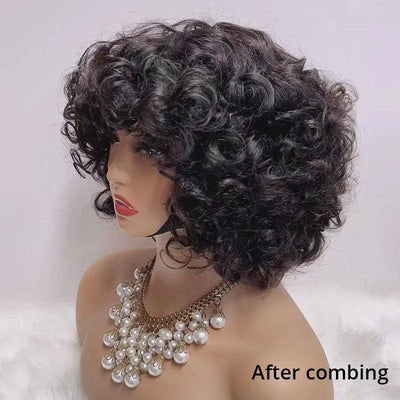 Natural Glueless Modern Bouncy Curly Wig Wear Go Brazilian Human Hair - SHINE HAIR WIG