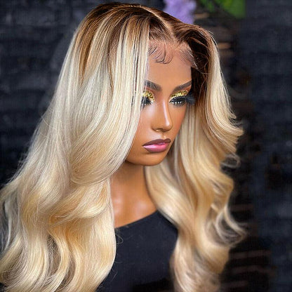 Ombre Blonde Color 13x4 Lace Front Human Hair Wigs Brazilian Body Wave - SHINE HAIR WIG