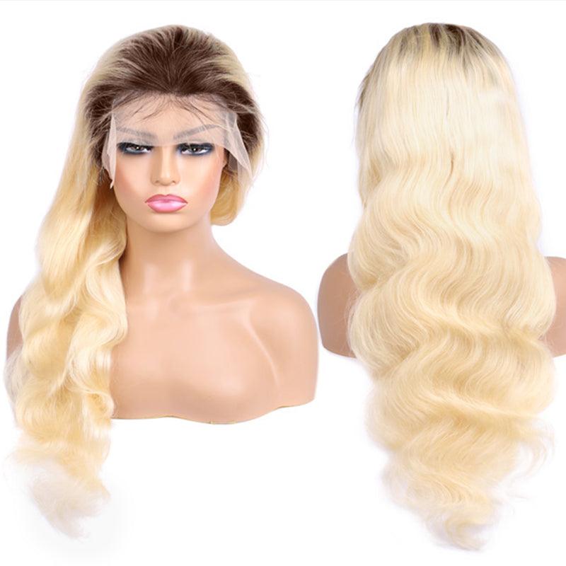 Ombre Blonde Color 13x4 Lace Front Human Hair Wigs Brazilian Body Wave - SHINE HAIR WIG