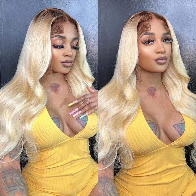 Ombre Blonde Color 13x4 Lace Front Human Hair Wigs Brazilian Body Wave - SHINE HAIR WIG