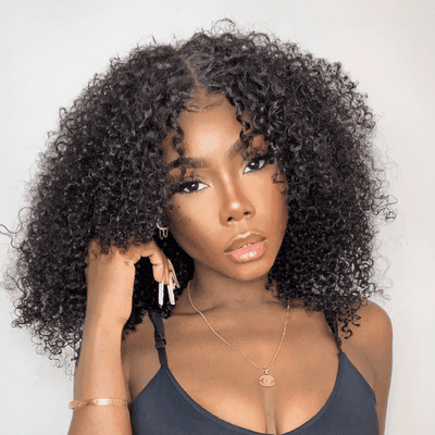 Bouncy Kinky Curly Glueless Pre-bleached Knots 4x4 13x4 Wig 250%Density