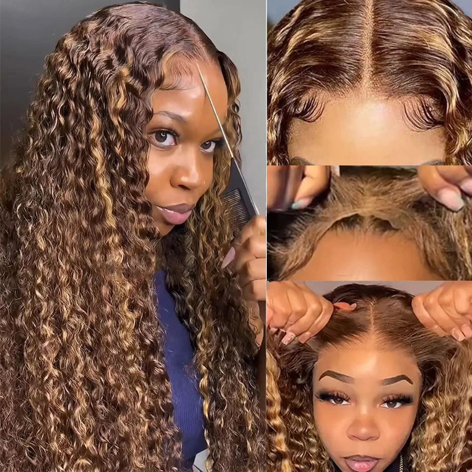 SPECIAL SALE Ready to Go Glueless Wig Bleached Knots P4/27 Highlight Wig Curly Human Hair Wigs