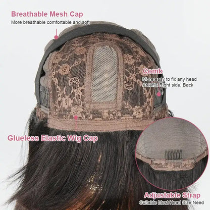 Glueless Yaki Straight Blunt Cut Bob with Bangs Wig Minimalist Lace Wig Beginner Friendly