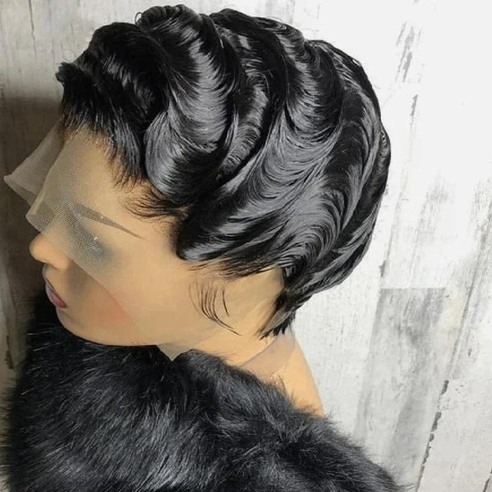 2 𝑭𝑶𝑹 $79🔥13×1 Lace Pixie Cut Curly Wig +Short Pixie Bob Human Hair Wig 200% Densité