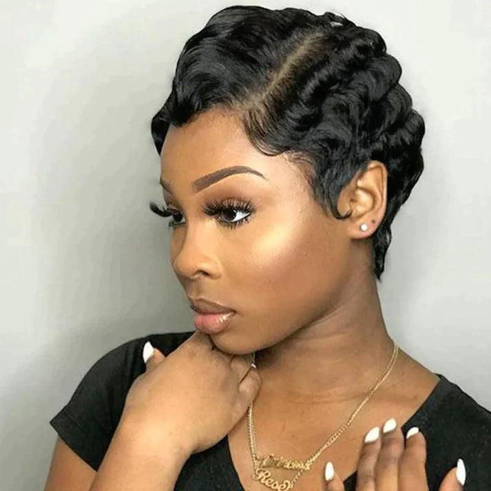 2 𝑭𝑶𝑹 $79🔥13×1 Lace Pixie Cut Curly Wig +Short Pixie Bob Human Hair Wig 200% Densité