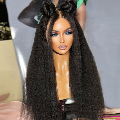 13x4 13x6 Brazilian Kinky Straight Lace Front Human Hair Wigs for Women Preplucked - SHINE HAIR WIG