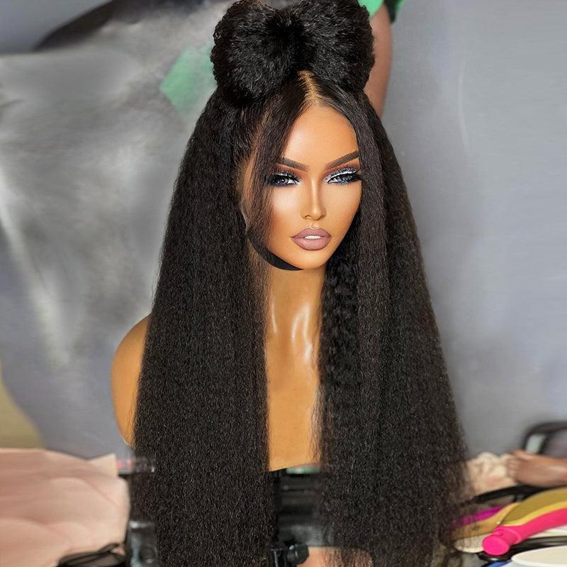 13x4 13x6 Brazilian Kinky Straight Lace Front Human Hair Wigs for Women Preplucked - SHINE HAIR WIG