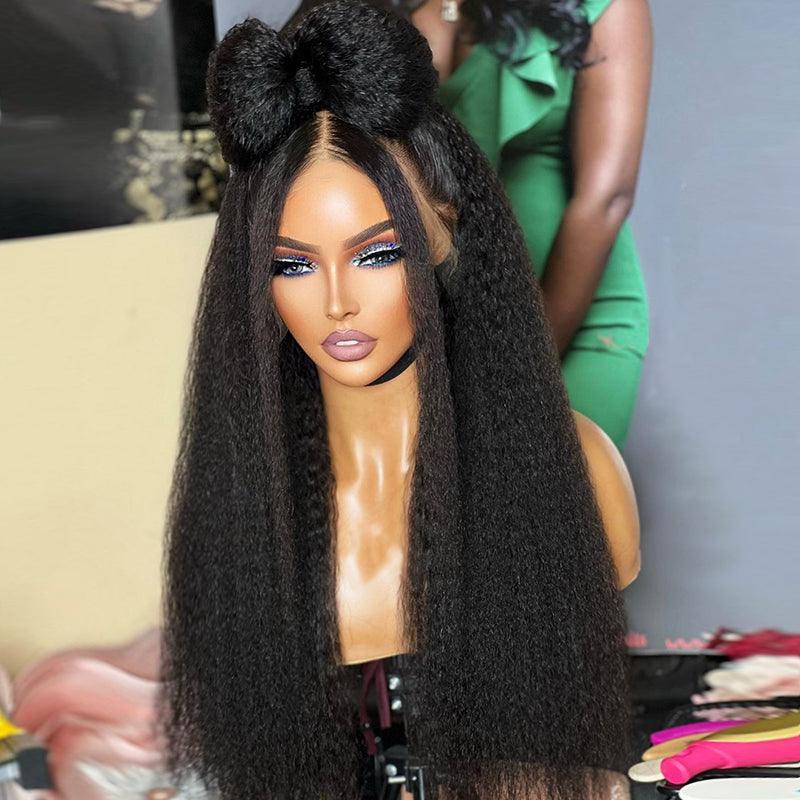 13x4 13x6 Brazilian Kinky Straight Lace Front Human Hair Wigs for Women Preplucked - SHINE HAIR WIG