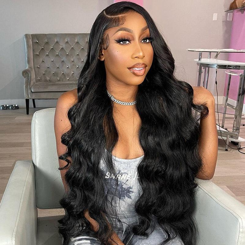 black women salon instal lace front human hair wig 40inch loose wave wig from shine hair wig