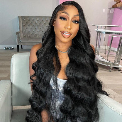 black women go to salon instal lace front wig human hair wig 40inch , pre plucked hairline and natural baby hair, wig from shine hair wig