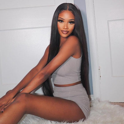 black women wear lace front wig human hair, shine hair wig review, 30inch long hair, pre plucked hairline with baby hairs