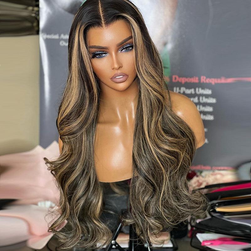 13x4 Lace Front Ombre Highlight Wig Human Hair Body Wave - SHINE HAIR WIG