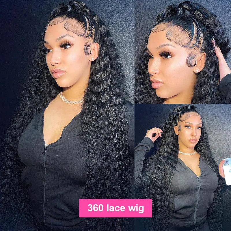 360 Lace Frontal Wig Brazilian Curly Wave Virgin Human Hair - SHINE HAIR WIG