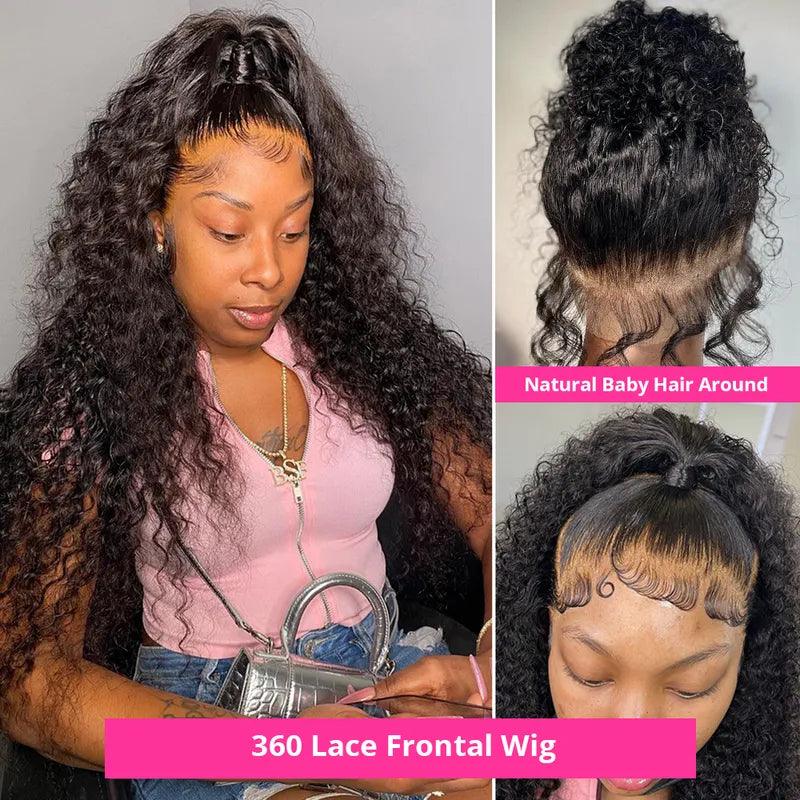 360 Lace Frontal Wig Brazilian Curly Wave Virgin Human Hair - SHINE HAIR WIG