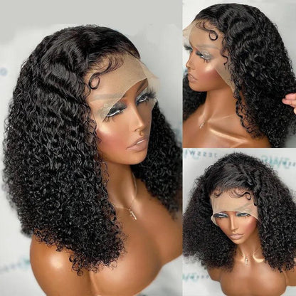 4x4/13x4 Lace Wig Short Curly Bob Wigs Human Hair Brazilian Deep Wave Side Part - SHINE HAIR WIG
