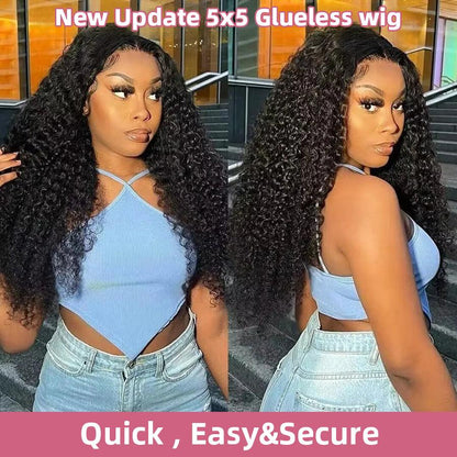 5x5 Glueless Wig Wear Go Brazilian Deep Curly Human Hair - SHINE HAIR WIG