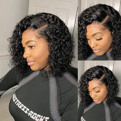 5x5 Real HD Lace Closure Wig Bob Curly Wave Virgin Human Hair - SHINE HAIR WIG