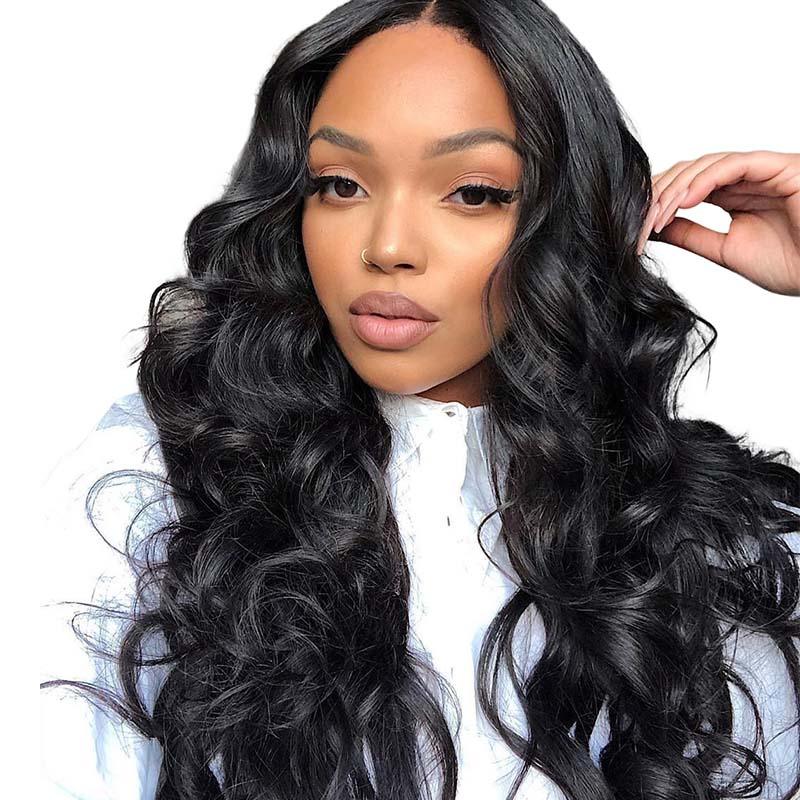 white shirt pretty black lady with undetected lace closure loose wave wigs