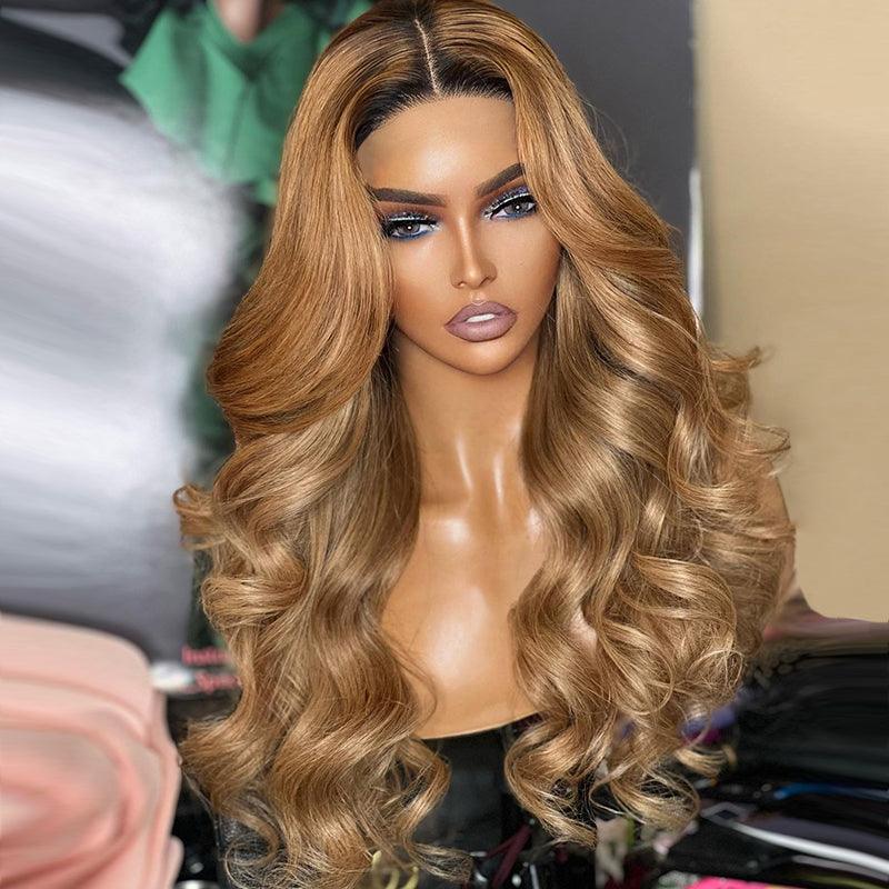 shinehair ombre brown body wave lace front wig