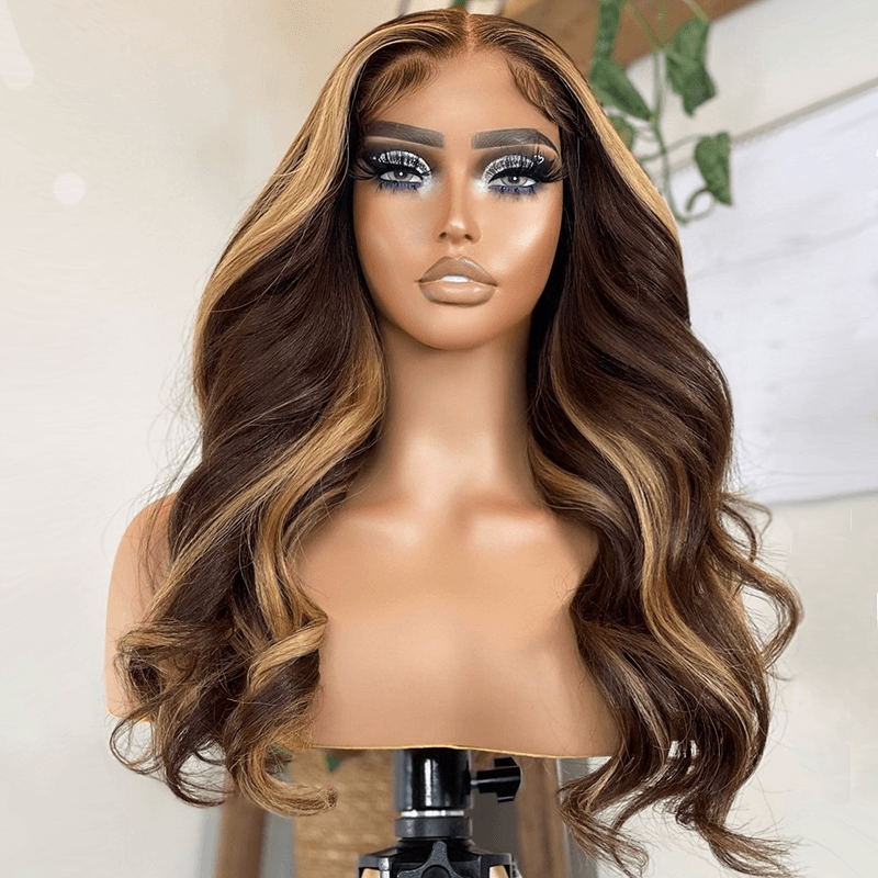 5x5 Glueless Wig Human Hair Ready To Wear Highlight Wig Human Hair Body Wave - SHINE HAIR WIG