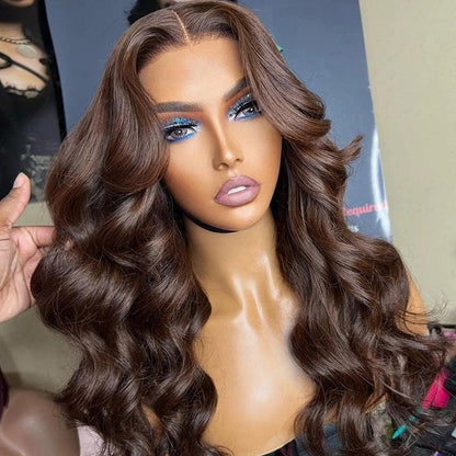 5x5/13x4 Lace Wig Glueless Chocolate Brown Colored Body Wave Human Hair Wigs - SHINE HAIR WIG