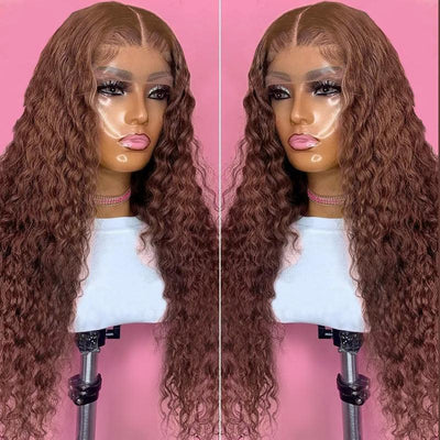 5x5/13x4 Lace Wig Glueless Chocolate Brown Colored Curly Human Hair Wigs - SHINE HAIR WIG