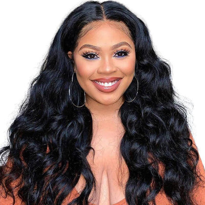 black women wear t part human hair wig,body wave wig,natural hairline with baby hair